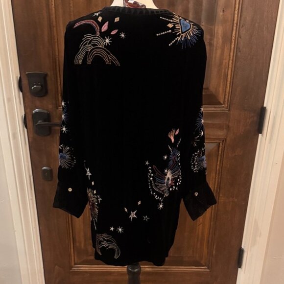 Johnny Was Embroidered Black Velvet Women's Top - Picture 5 of 8